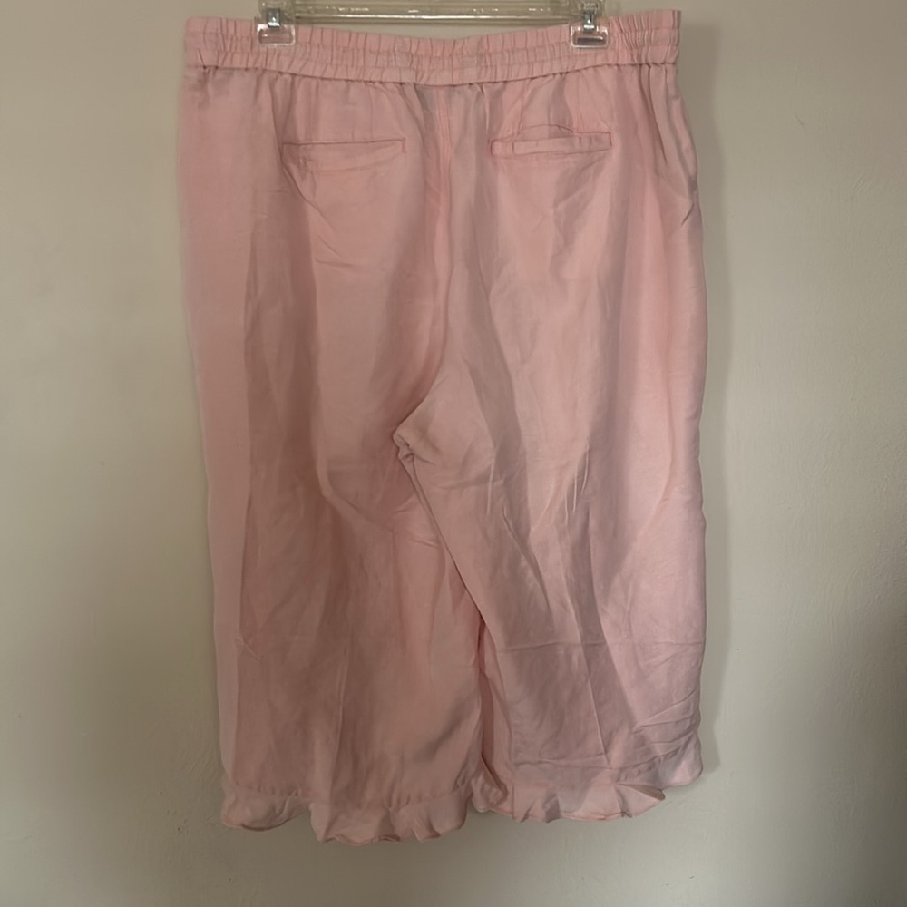 Lane Bryant Linen Ruffle-Hem Crop Peach Pants - Picture 6 of 10